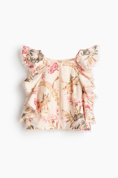 Sleeveless linen-blend top
