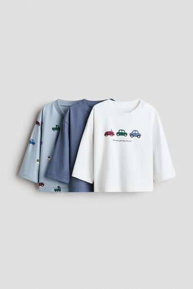 3-pack long-sleeved cotton T-shirts