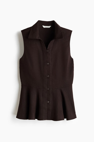 Sleeveless linen-blend shirt
