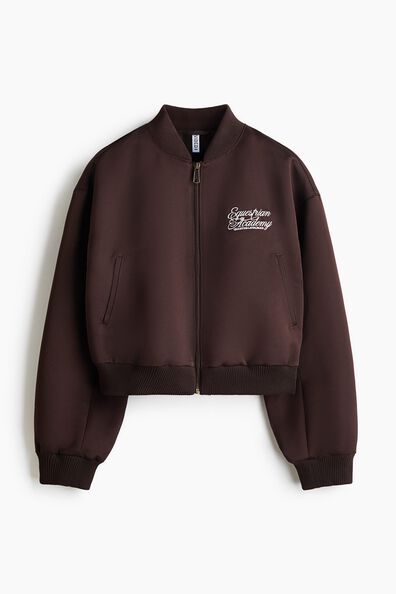 Embroidered-detail bomber jacket