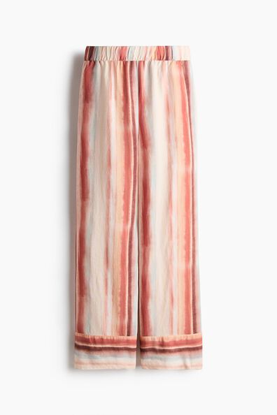 Wide linen-blend pull-on trousers
