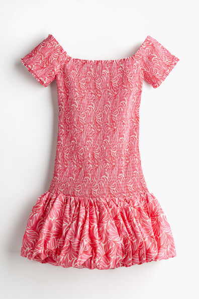 Smocked off-the-shoulder dress