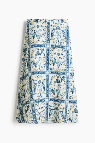 Linen-blend skirt