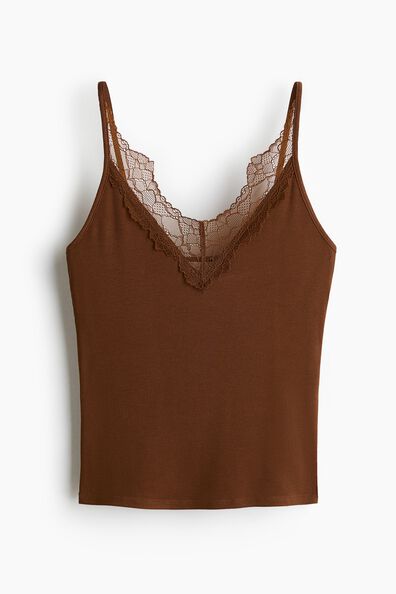 Lace-trimmed strappy top