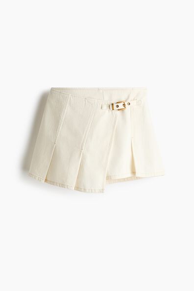 Wrapover denim skort