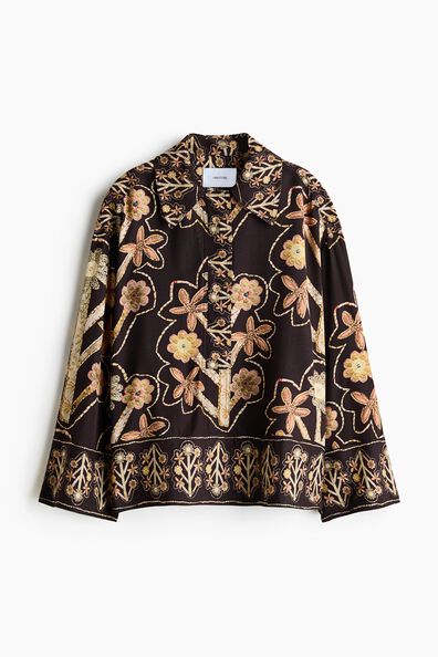 Floral-print popover shirt