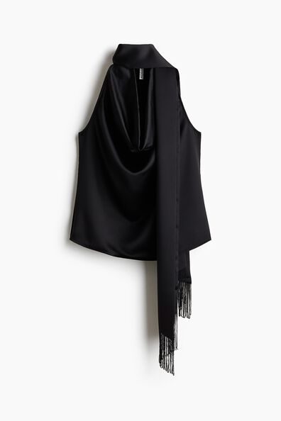 Scarf-detail satin top