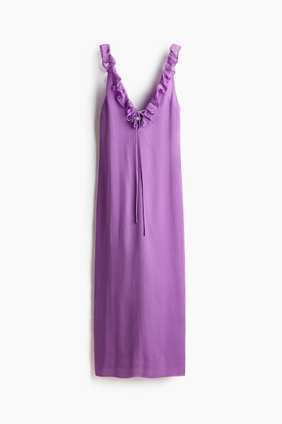 Frill-trimmed crinkled dress