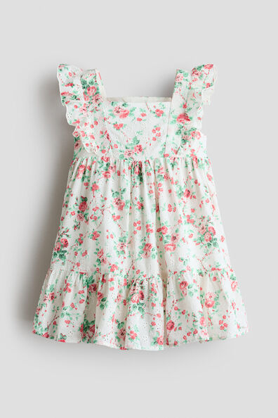 Frill-trimmed patterned cotton dress