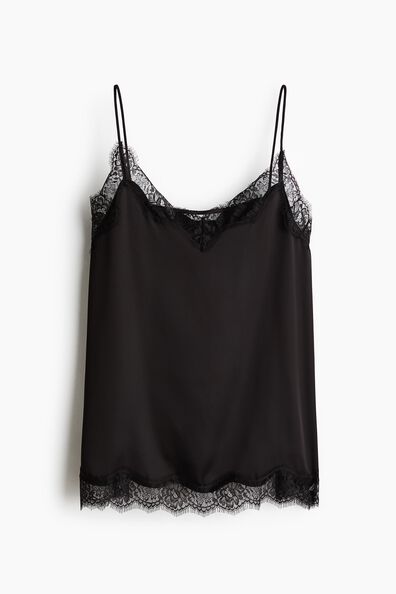 Lace-trimmed strappy top