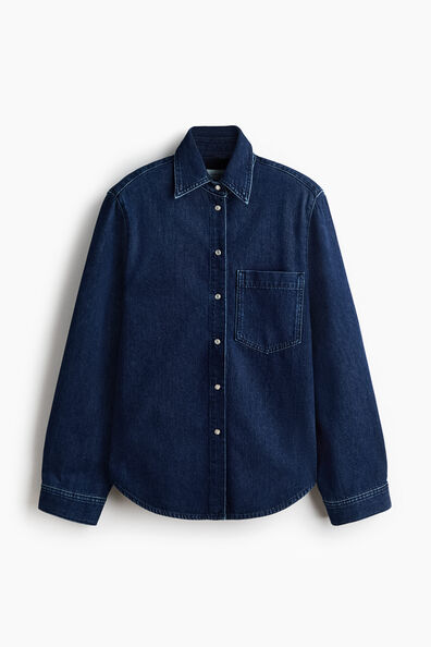 Shoulder-pad denim shirt