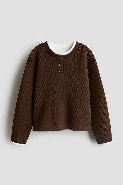 Layered-look waffled T-shirt