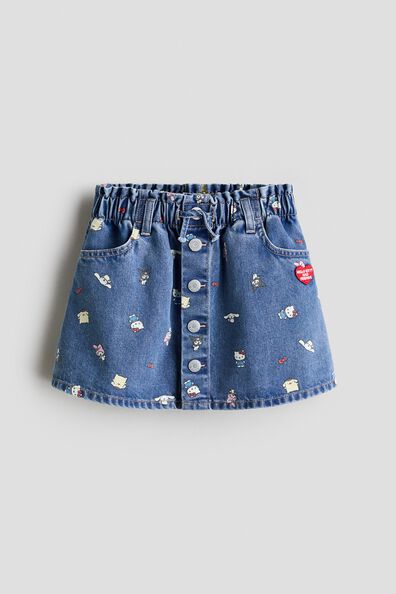 Printed denim skirt