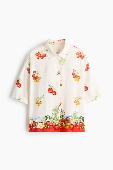 Oversized linen-blend shirt
