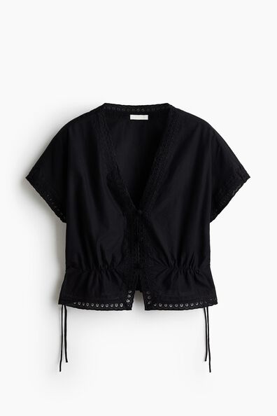 Broderie anglaise button-front top