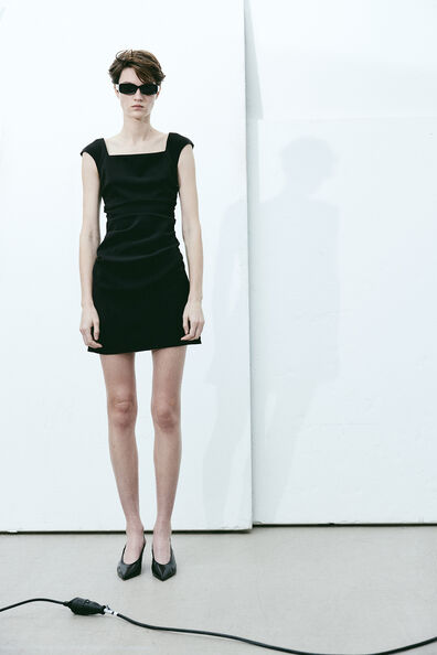 Structured Tweed Square Neck Dress main image 1