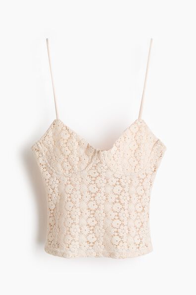 Crochet-look strappy top