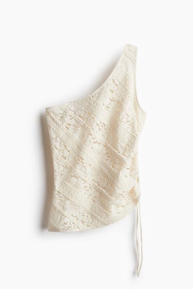 Lace-detail one-shoulder top