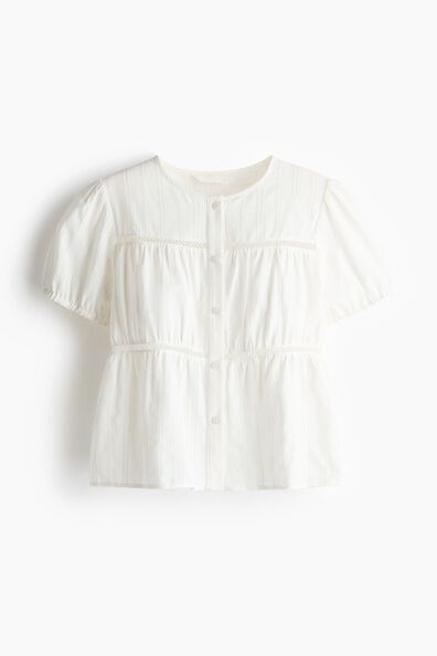 Puff-sleeved cotton blouse