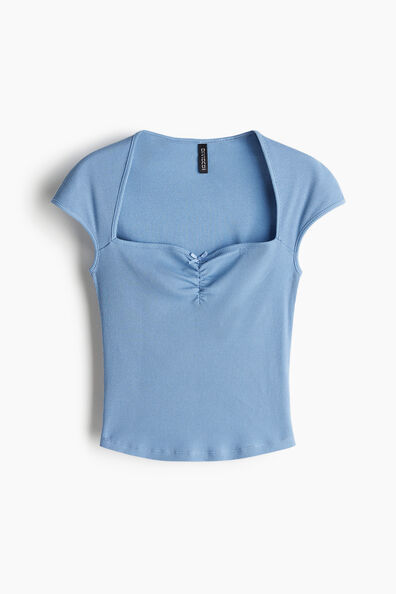 Gathered cap-sleeved top