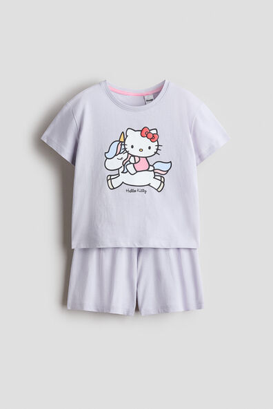 Print-motif cotton pyjamas