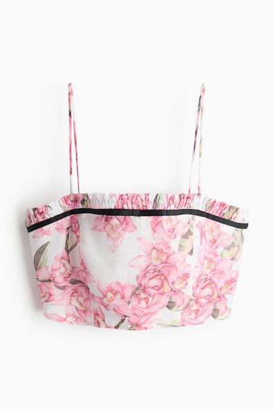 Linen-blend crop top
