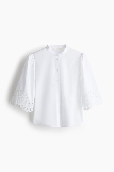 Puff-sleeved cotton blouse