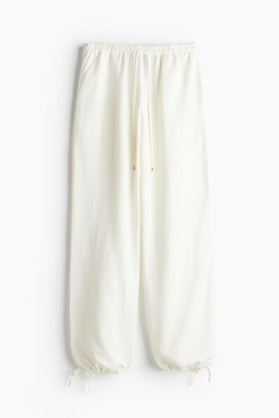 Linen-blend pull-on trousers