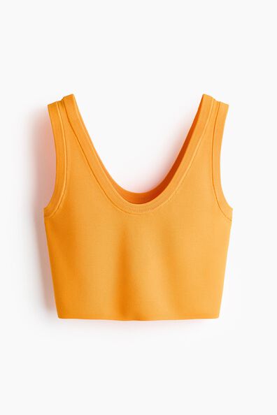 Cropped fine-knit vest top