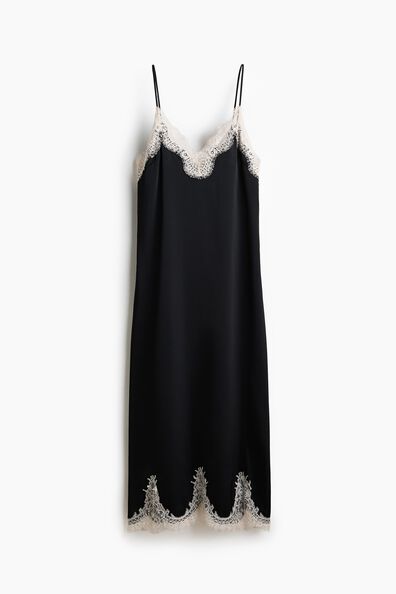 Lace-trimmed slip dress