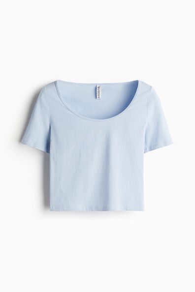 Cropped scoop-neck T-shirt