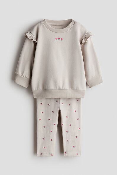 2-piece frill-detail cotton set