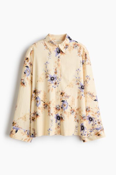 Oversized linen-blend shirt
