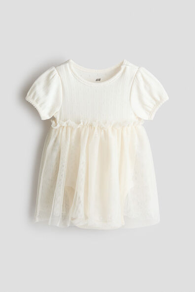 Tulle-skirt bodysuit dress