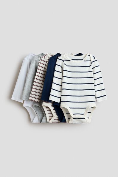 5-pack cotton envelope-neck bodysuits