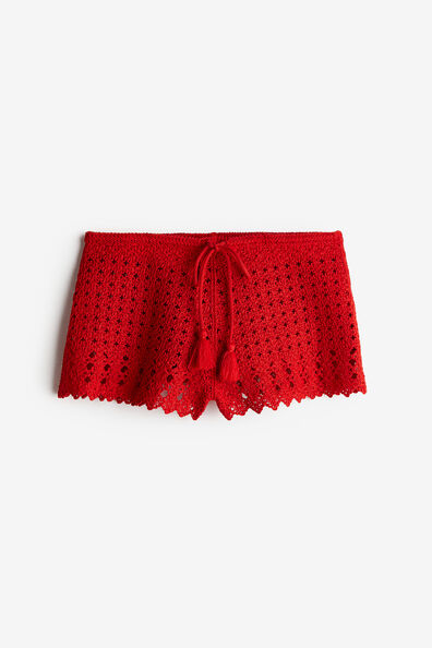 Crochet-look mini shorts