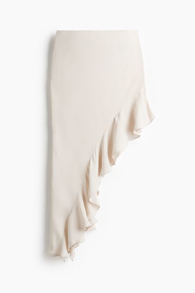 Flounce-trimmed viscose skirt