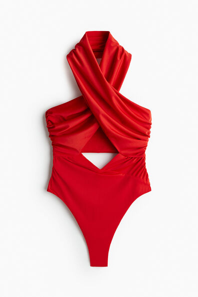 Draped halterneck swimsuit