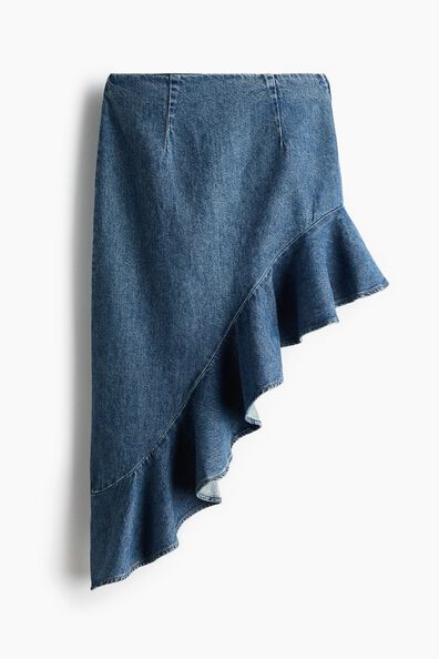 Asymmetric denim skirt