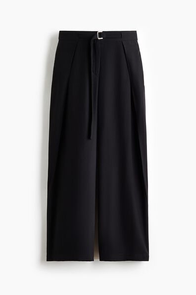Wrap-detail twill trousers