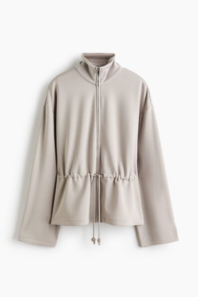 Drawstring-detail zip-through sweatshirt