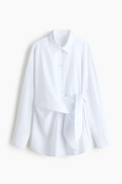Tie-detail cotton shirt