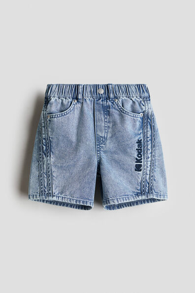 Embroidery-detail denim shorts