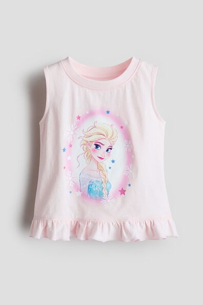Frill-trimmed printed top