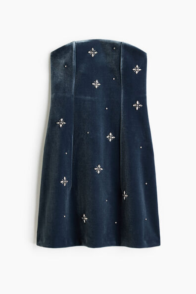Embellished velour dress