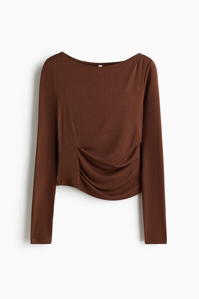 Draped boat-neck top