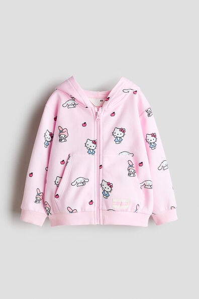 Printed zip-through hoodie