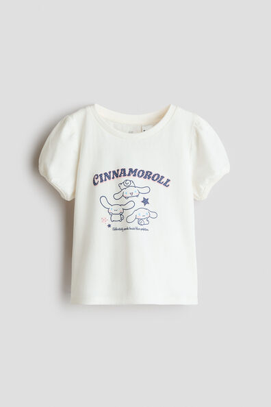 Printed puff-sleeved T-shirt