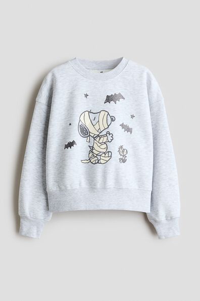 Print-motif brushed-inside sweatshirt