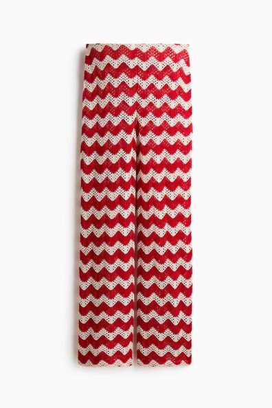 Crochet-look jacquard jersey trousers